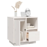 Comodini 2 pz Bianco 50x34x50 cm in Legno Massello di Pino