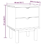 Comodino OTTA Marrone e Grigio 46x39,5x57 cm in Legno di Pino