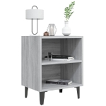 Comodini Gambe in Metallo 2 pz Grigio Sonoma 40x30x50 cm