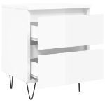 Comodini 2pz Bianco Lucido 40x35x50 cm in Legno Multistrato