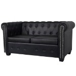 Divano Chesterfield a 2 Posti in Finta Pelle Nero