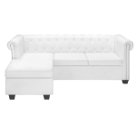 Divano Chesterfield a L in Finta Pelle Bianco