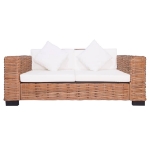 Set di Divani con Cuscini 2 pz in Rattan Naturale