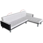 Divano Letto a L in Pelle Artificiale Bianco