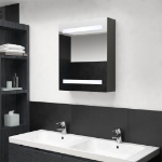 Armadietto Bagno con Specchio e LED Antracite 50x14x60 cm