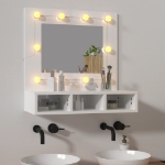 Mobile a Specchio con LED Bianco Lucido 60x31,5x62 cm