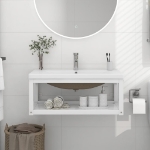 Telaio per Lavabo da Bagno con Lavabo Integrato Bianco in Ferro