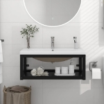 Telaio per Lavabo da Bagno con Lavabo Integrato Nero in Ferro