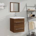 Mobile Bagno Lavabo Integrato Rovere Marrone Legno Multistrato