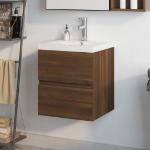 Mobile Bagno Lavabo Integrato Rovere Marrone Legno Multistrato