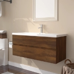 Mobile Bagno Lavabo Integrato Rovere Marrone Legno Multistrato