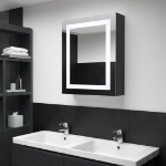 Armadietto Bagno con Specchio e LED 50x13x70 cm