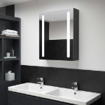 Armadietto Bagno con Specchio e LED 50x13x70 cm