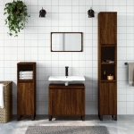 Armadietto Bagno Rovere Marrone 30x30x190cm Legno Multistrato