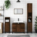 Armadietto Bagno Rovere Marrone 80x33x60cm in Legno Multistrato