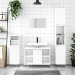 Armadietto Bagno Bianco Lucido 80x33x60cm in Legno Multistrato