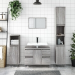 Mobile da Bagno Grigio Sonoma 80x33x60 cm in Legno Multistrato