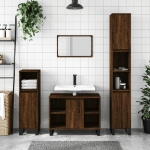 Armadietto Bagno Rovere Marrone 80x33x60cm in Legno Multistrato