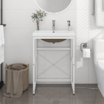 Telaio per Lavabo da Bagno con Lavabo Integrato Bianco in Ferro