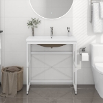 Telaio per Lavabo da Bagno con Lavabo Integrato Bianco in Ferro