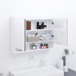 Armadietto Bagno con Specchio 80x15x60 cm in MDF Bianco Lucido