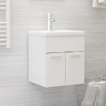 Mobile Bagno con Lavabo Integrato Bianco Lucido in Truciolato