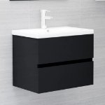 Mobile Bagno con Lavabo Integrato Nero in Truciolato