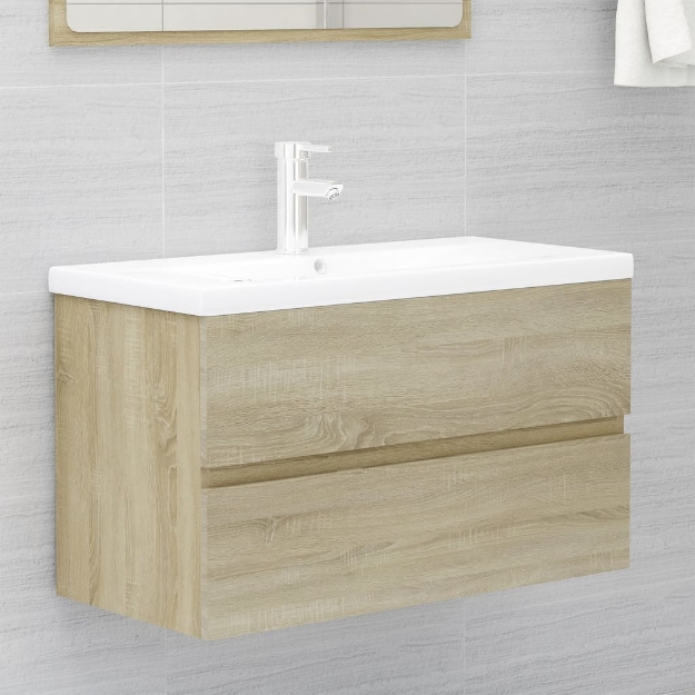 Mobile Bagno con Lavabo Integrato Rovere Sonoma in Truciolato