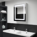 Armadietto Bagno con Specchio e LED 50x13x70 cm