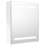 Armadietto Bagno con Specchio e LED Bianco Lucido 50x14x60 cm