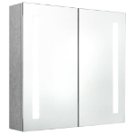 Armadietto Bagno con Specchio e LED Grigio Cemento 62x14x60 cm