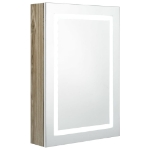 Armadietto Bagno con Specchio e LED Bianco e Rovere 50x13x70 cm