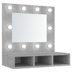 Mobile a Specchio con LED Grigio Cemento 60x31,5x62 cm