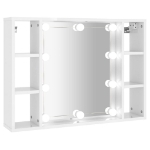 Mobile a Specchio con LED Bianco Lucido 76x15x55 cm