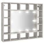 Mobile a Specchio con LED Grigio Cemento 91x15x76,5 cm