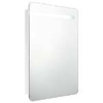 Armadietto Bagno con Specchio e LED Bianco Lucido 60x11x80 cm