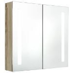 Armadietto Bagno con Specchio e LED Rovere 62x14x60 cm