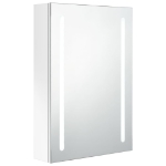 Armadietto Bagno con Specchio e LED Bianco Lucido 50x13x70 cm