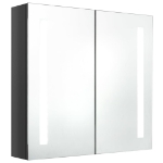 Armadietto Bagno con Specchio e LED Grigio Lucido 62x14x60 cm