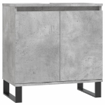 Armadietto da Bagno Grigio Cemento 58x33x60cm Legno Multistrato