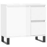 Armadietto Bagno Bianco Lucido 65x33x60cm in Legno Multistrato