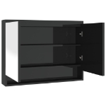 Armadietto Bagno con Specchio 80x15x60 cm in MDF Nero Lucido