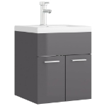 Mobile Bagno con Lavabo Integrato Grigio Lucido in Truciolato