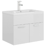 Mobile Bagno con Lavabo Integrato Bianco Lucido in Truciolato