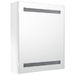 Armadietto Bagno con Specchio e LED Bianco Lucido 50x14x60 cm