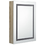 Armadietto Bagno con Specchio e LED Bianco e Rovere 50x13x70 cm