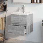 Mobile Bagno e Lavabo Integrato Grigio Sonoma Legno Multistrato