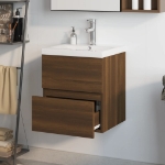 Mobile Bagno Lavabo Integrato Rovere Marrone Legno Multistrato