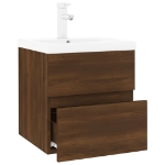 Mobile Bagno Lavabo Integrato Rovere Marrone Legno Multistrato