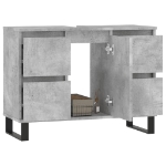 Armadietto da Bagno Grigio Cemento 80x33x60cm Legno Multistrato